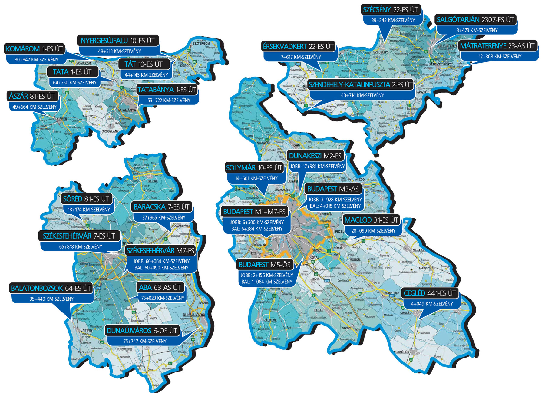 Borsod-Abaúj-Zemplén megye, Heves megye, Hajdú-Bihar megye, valamint Békés megye és Bács-Kiskun megye VÉDA ellenőrzőpontjai