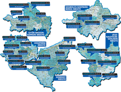 Borsod-Abaúj-Zemplén megye, Heves megye, Hajdú-Bihar megye, valamint Békés megye és Bács-Kiskun megye VÉDA ellenőrzőpontjai