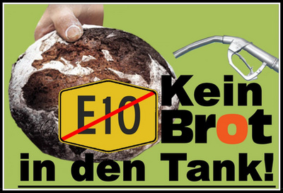 Ne töltsünk kenyeret a tankba! - hirdették az etanol bevezetésekor. Ezt betartva azonban új termőterületeket kellett befogni, ami 15 év alatt megtérülő plusz szén-dioxid kibocsátással járt
