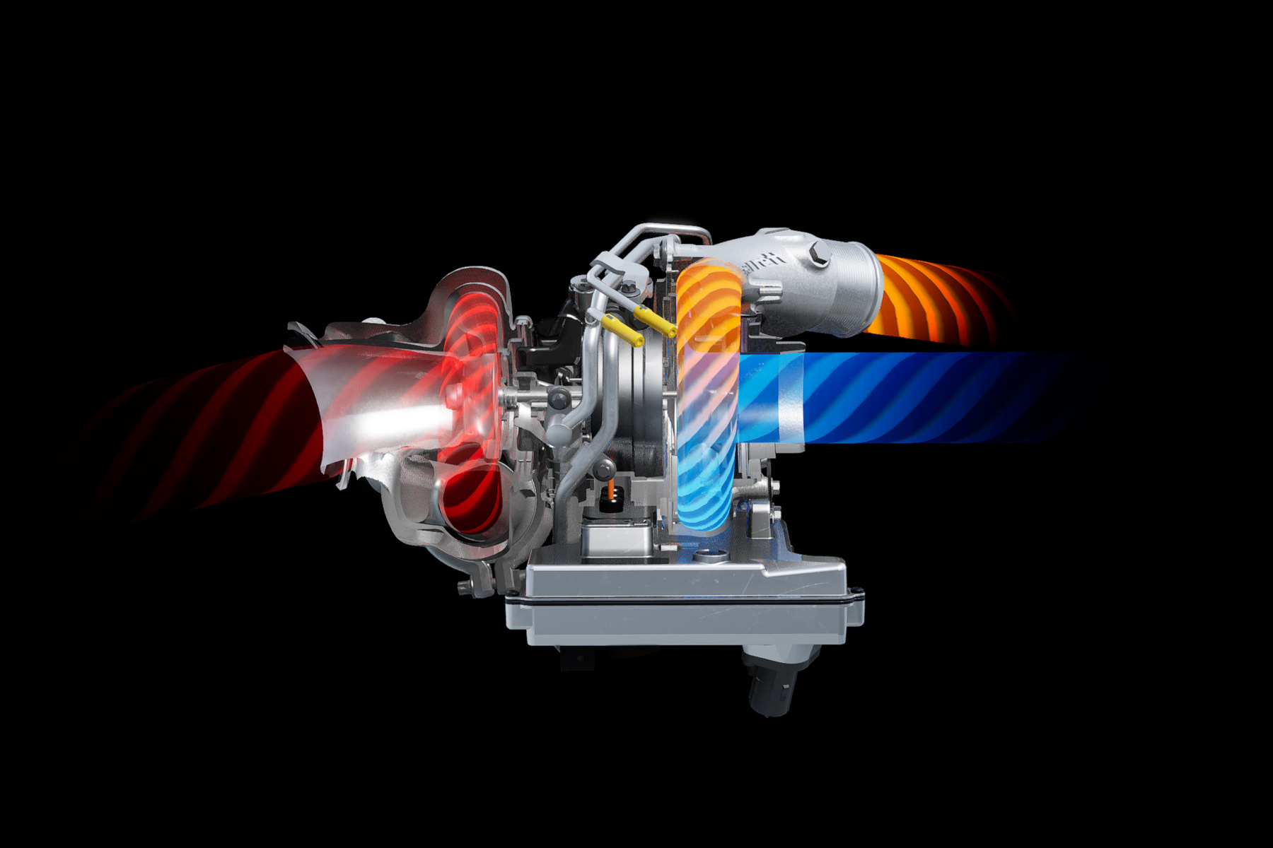 Az AMG One 1,6 literes V6-osának teljesítményét 574 lóerőre fújja fel az elektromos turbója, de a turbóba épített elektromotor is combos. Teljesítménye 122 LE
